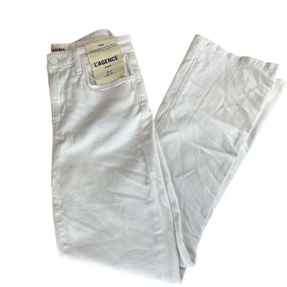 NEW L'AGENCE mira cropped bootcut jean in BLANC Size 25 - Picture 11 of 12